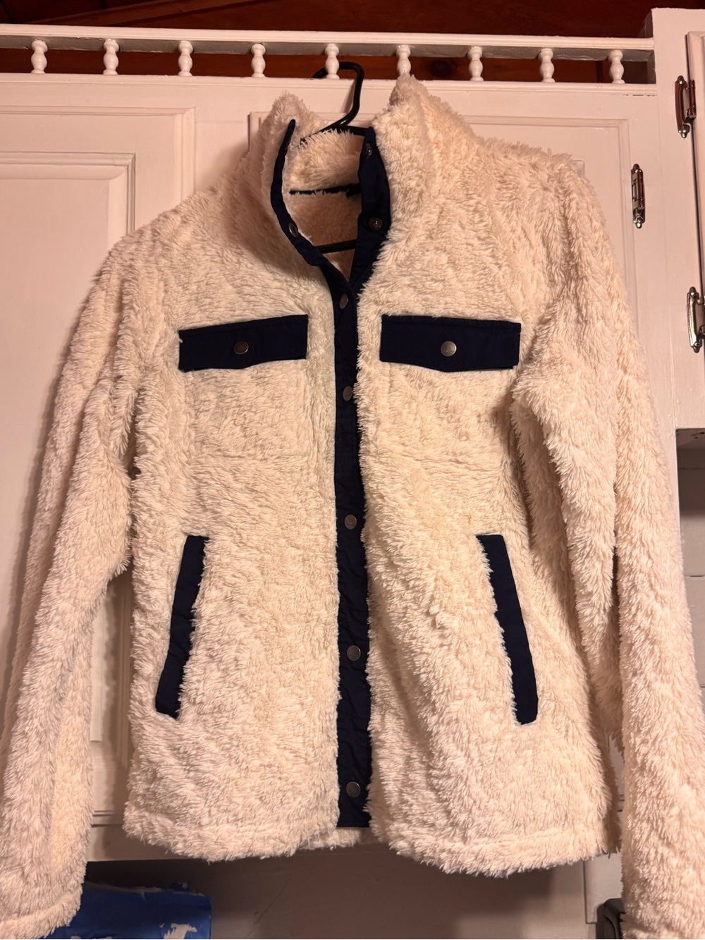 Marmot Janna fuzzy button-down sherpa fleece jacket.